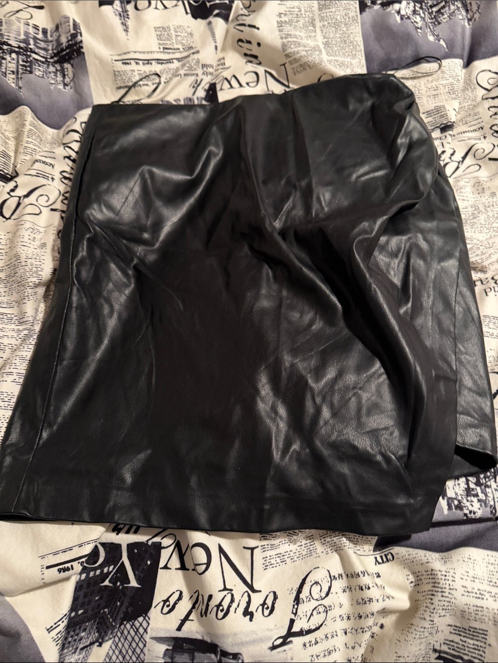DKNY Black Faux Leather Pencil Skirt
